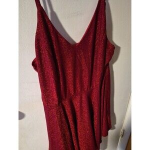 Red Sparkle V-Neck Mini Dress (Size 2X)